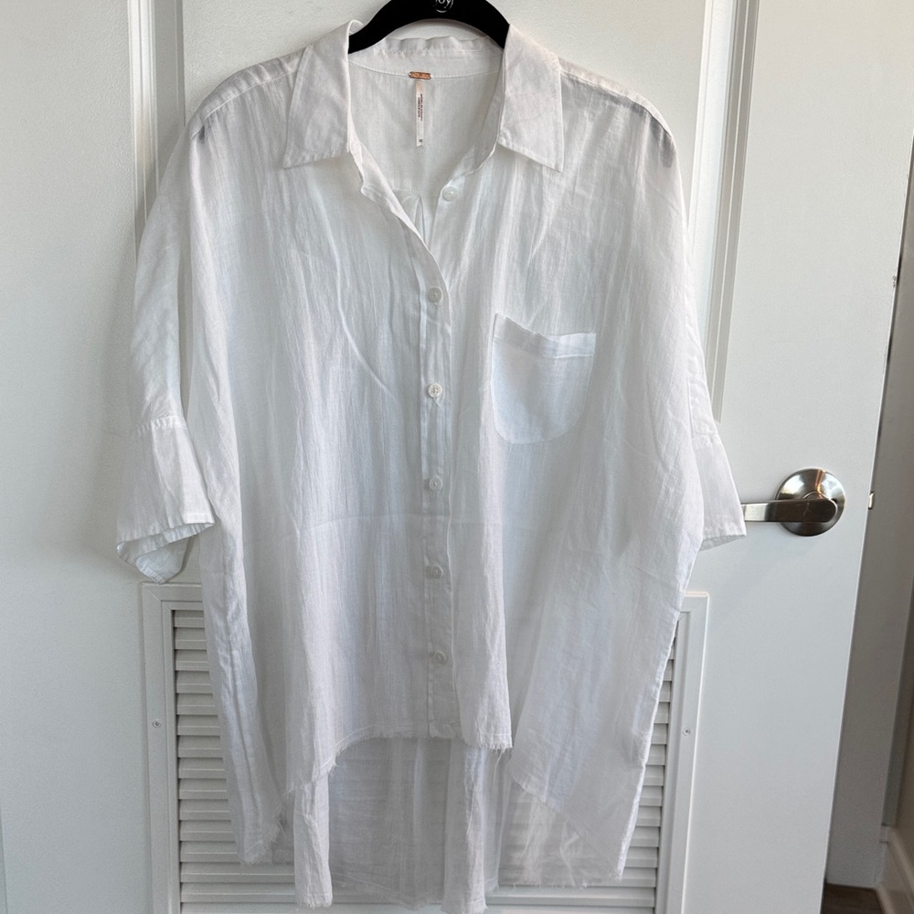Free People White Button-Down Shirt